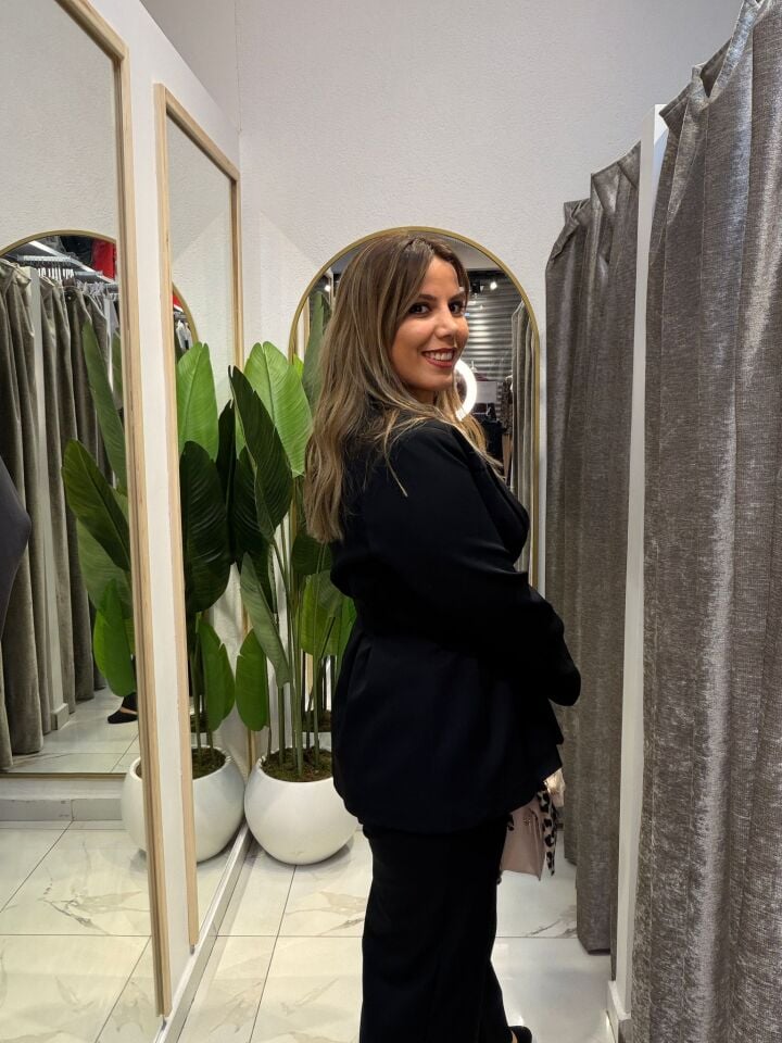 Büzgülü Ceket Takım- Siyah