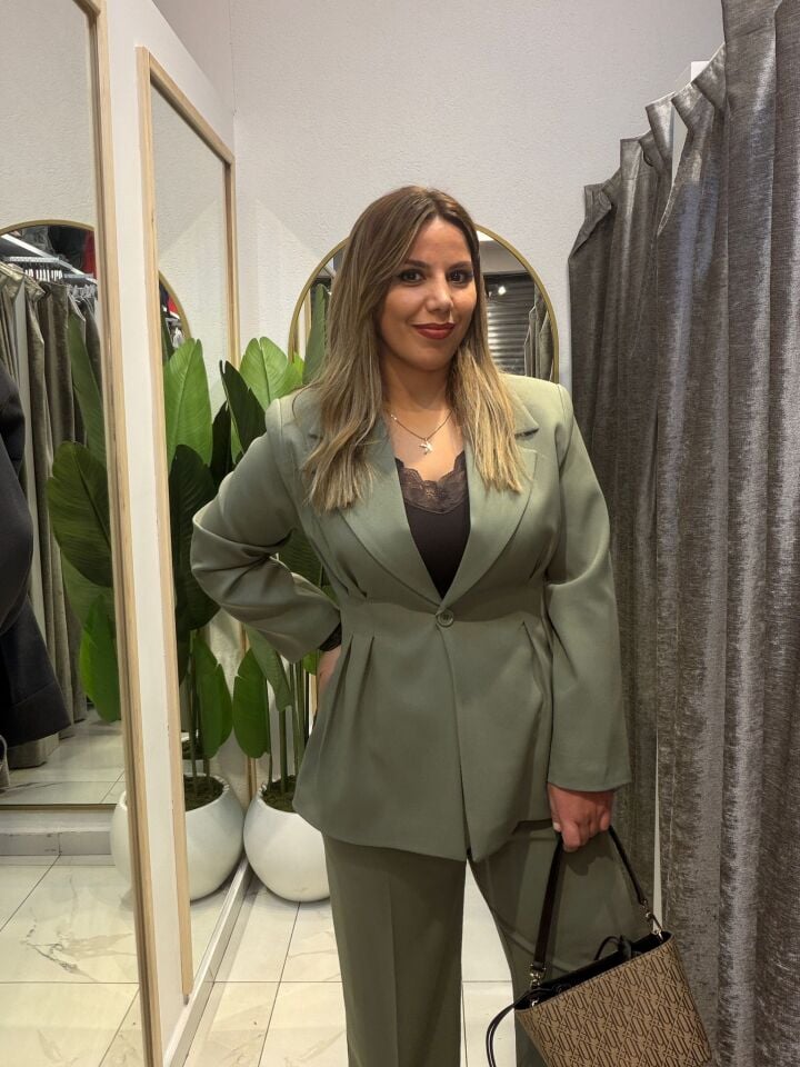 Büzgülü Ceket Takım- Ada Çayı Yeşili