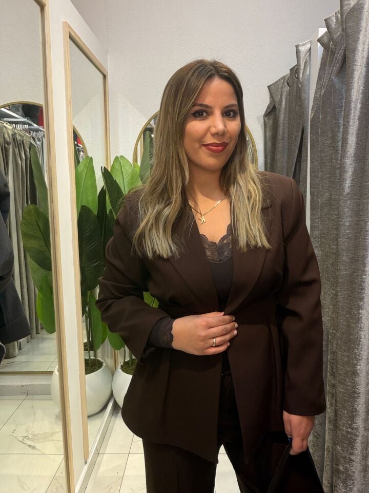 Büzgülü Ceket Takım Kahverengi 071