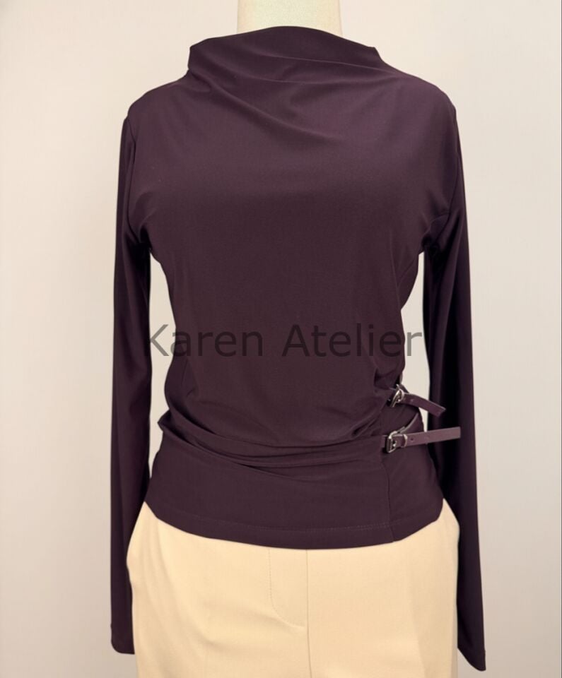 KEMER DETAY BLUZ MOR 20721