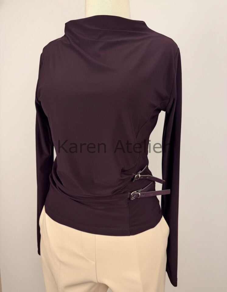 KEMER DETAY BLUZ MOR 20721