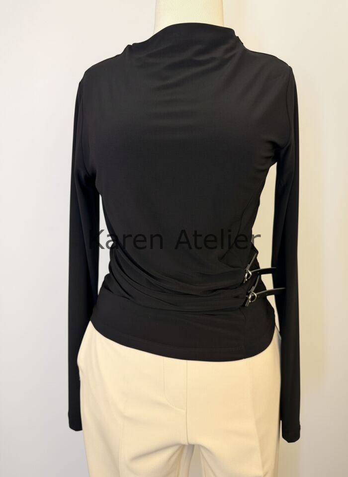 KEMER DETAYLI BLUZ SİYAH 20721