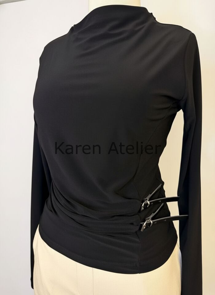 KEMER DETAYLI BLUZ SİYAH 20721