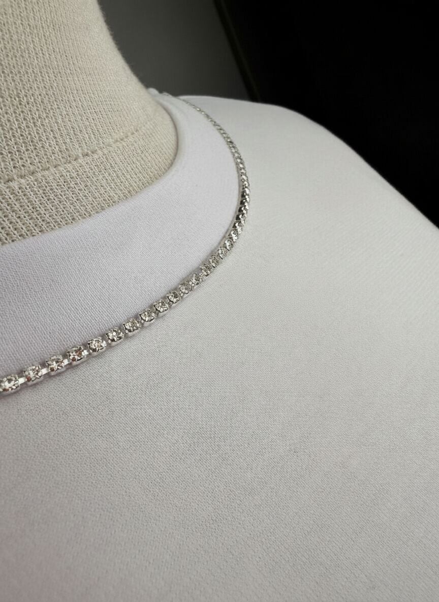 BİS YAKA TAŞ DETAYLI TSHİRT BEYAZ 4588