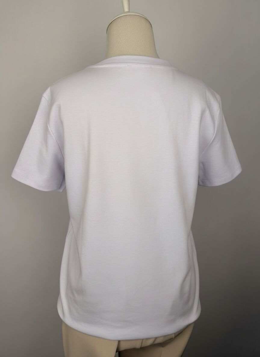 Bis Yaka Taş Detaylı Tshirt Beyaz 4588