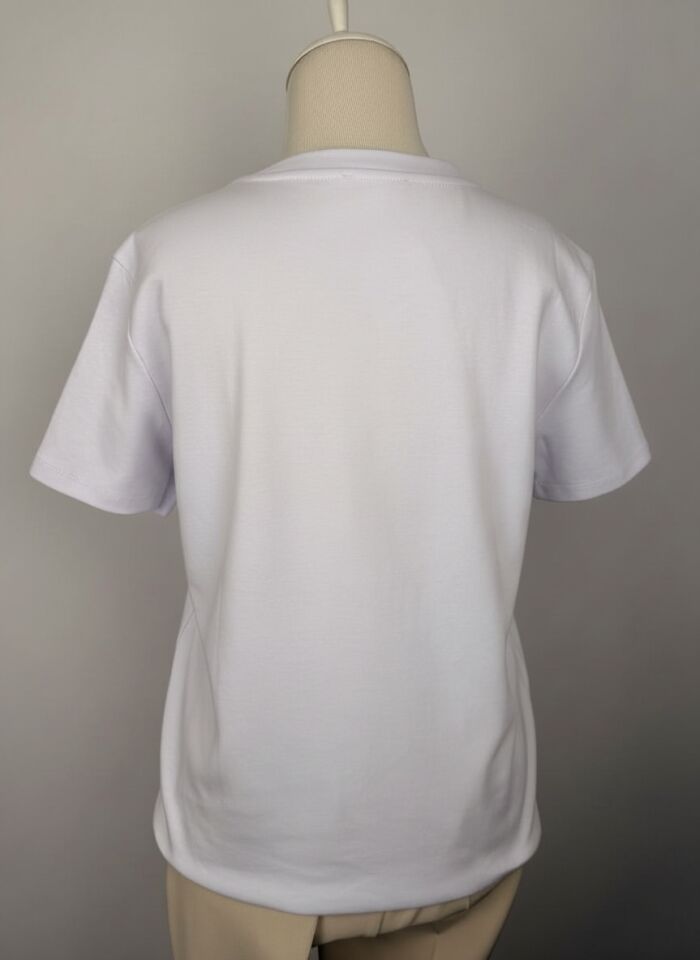 Bis Yaka Taş Detaylı Tshirt Beyaz 4588