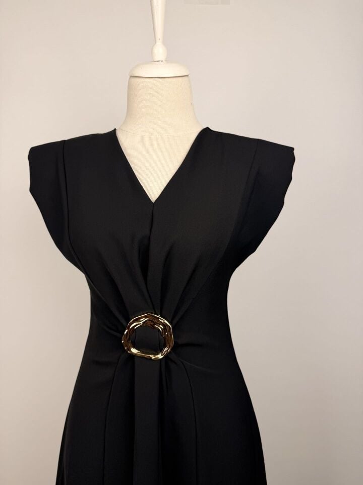 VATKALI V YAKA ELBİSE SİYAH 3865