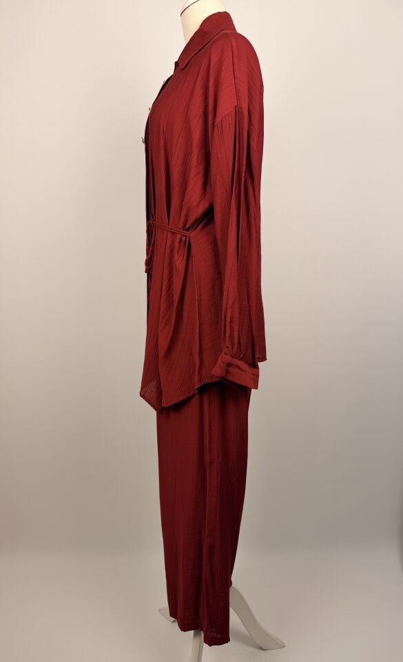 TENSEL İNCE KUMAŞ PANTOLONLU TAKIM KIRMIZI 6613