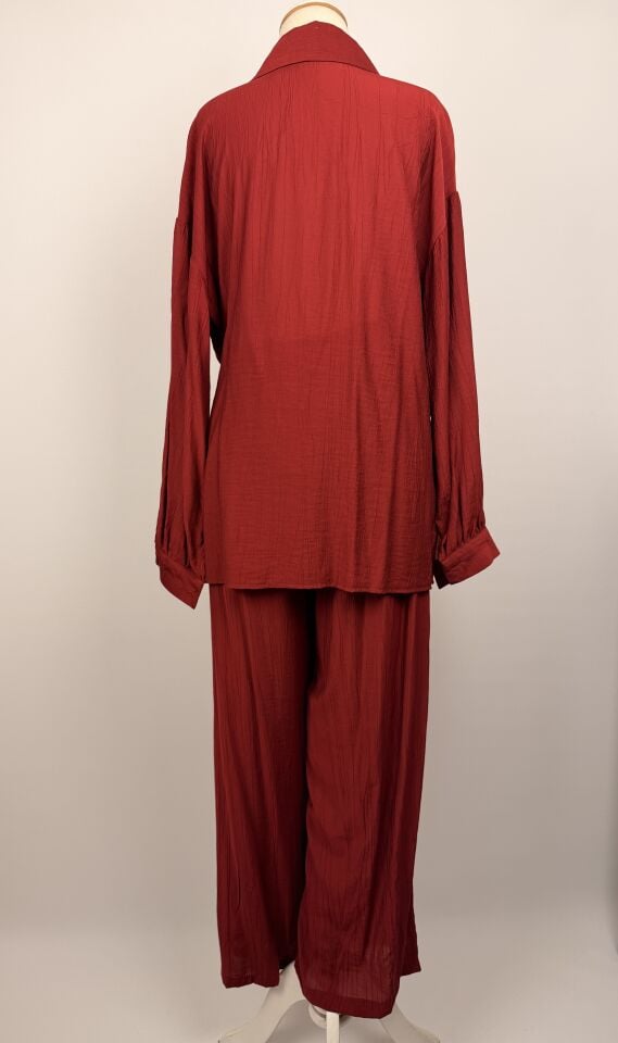 TENSEL İNCE KUMAŞ PANTOLONLU TAKIM KIRMIZI 6613