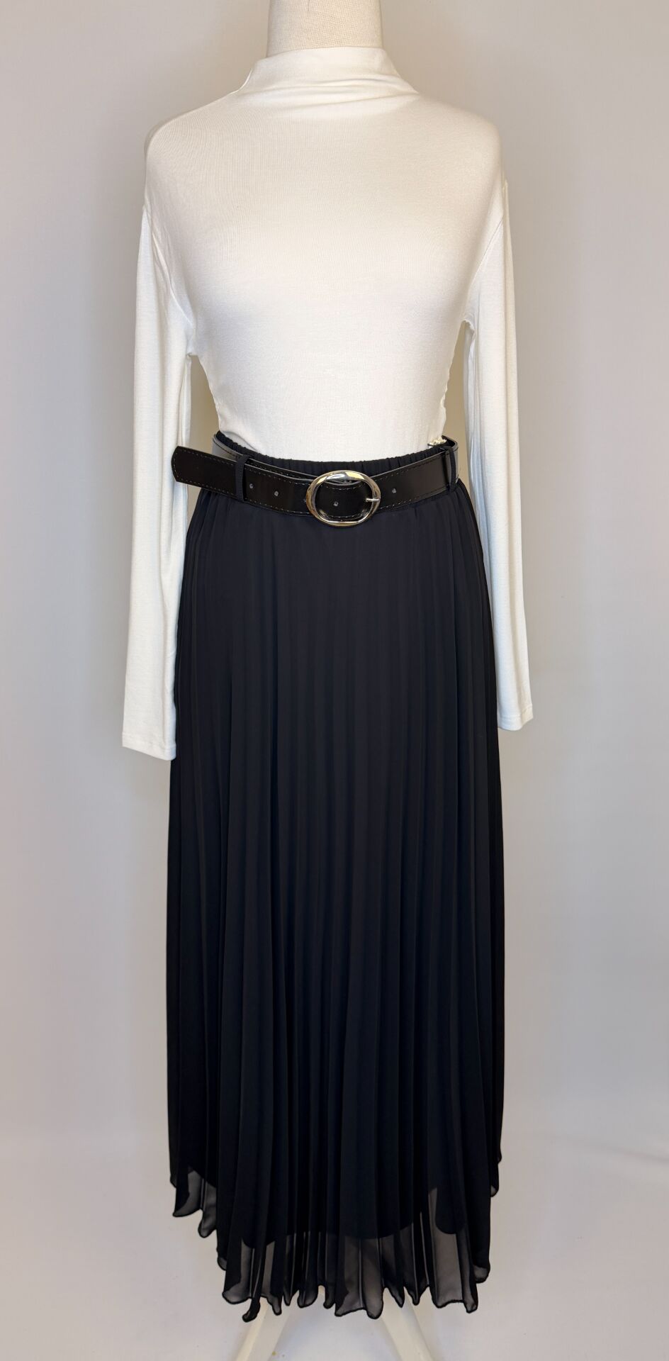 ŞİFON PİLİSELİ ETEK SİYAH 240