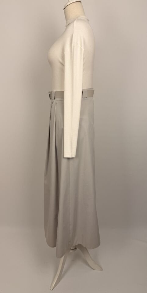 KEMERİ TOKA DETAYLI EVAZE KETEN ETEK TAŞ 244