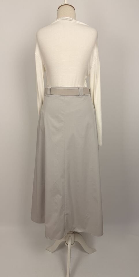 KEMERİ TOKA DETAYLI EVAZE KETEN ETEK TAŞ 244