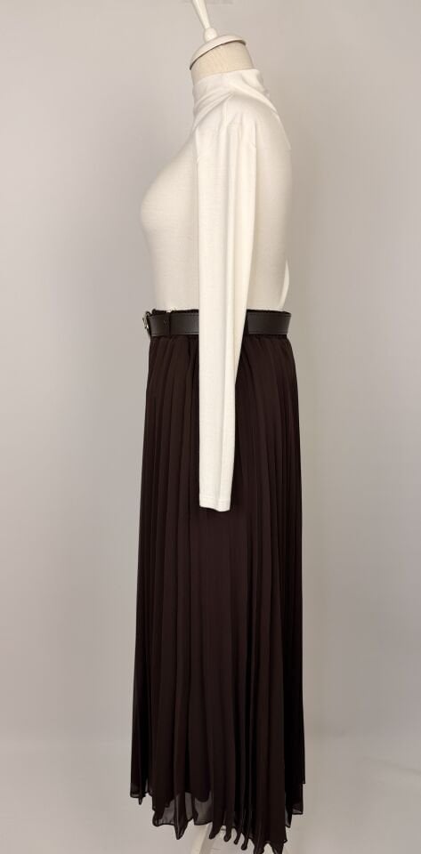 ŞİFON PİLİSELİ ETEK KAHVERENGİ 240