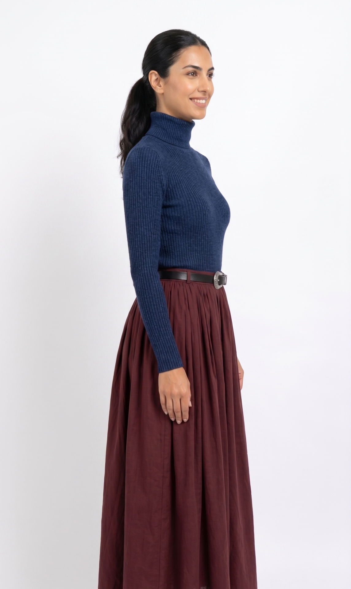 Poplin Kumaş Balon Etek Bordo 4362