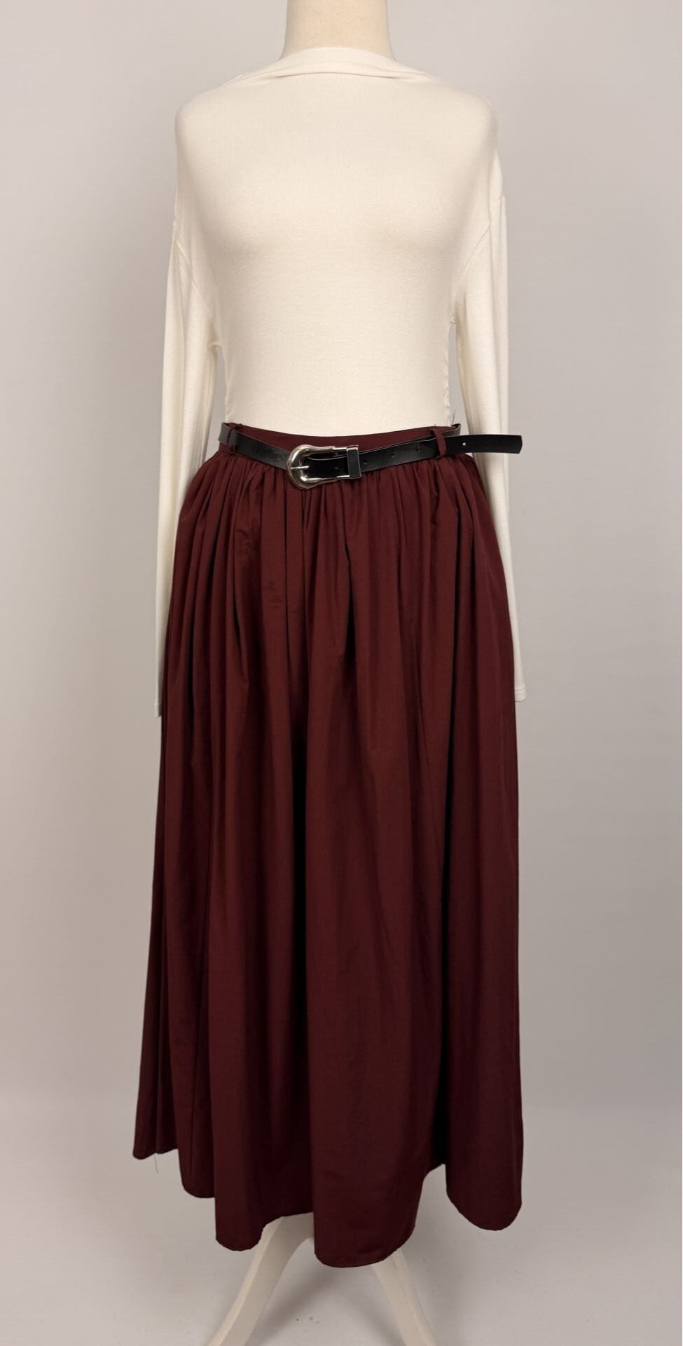 POPLİN KUMAŞ BALON ETEK BORDO 4362