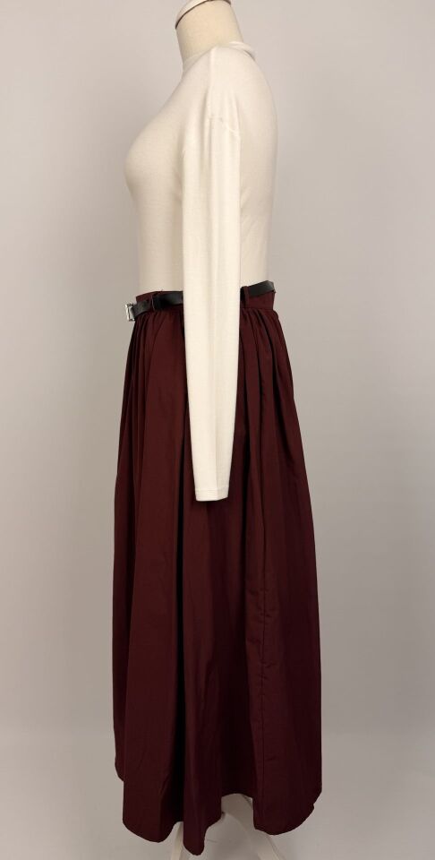 POPLİN KUMAŞ BALON ETEK BORDO 4362