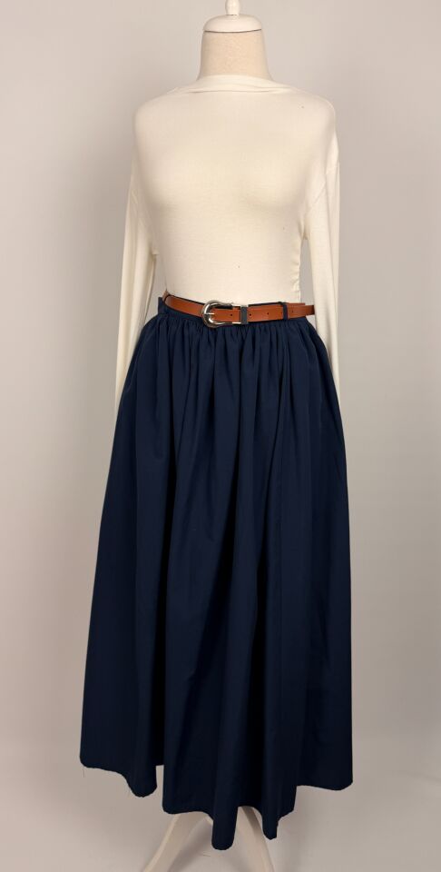 POPLİN KUMAŞ BALON ETEK  LACİVERT 4362