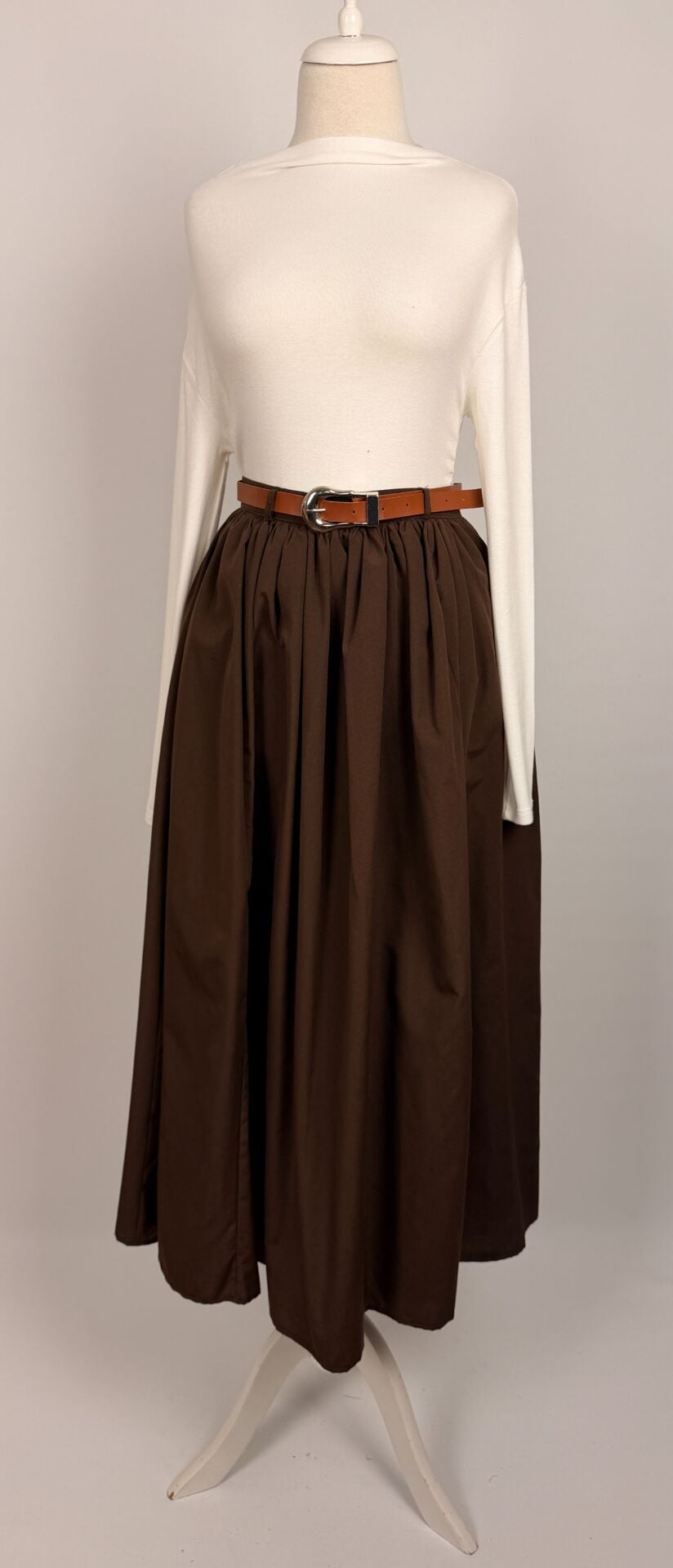 POPLİN KUMAŞ BALON ETEK KAHVERENGİ 4362