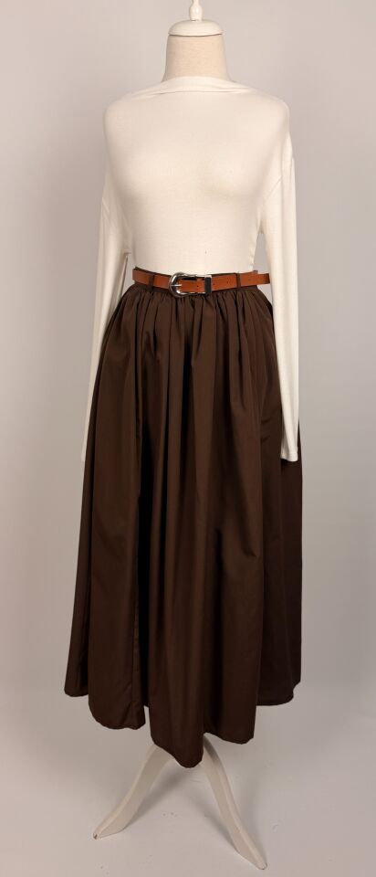 POPLİN KUMAŞ BALON ETEK KAHVERENGİ 4362